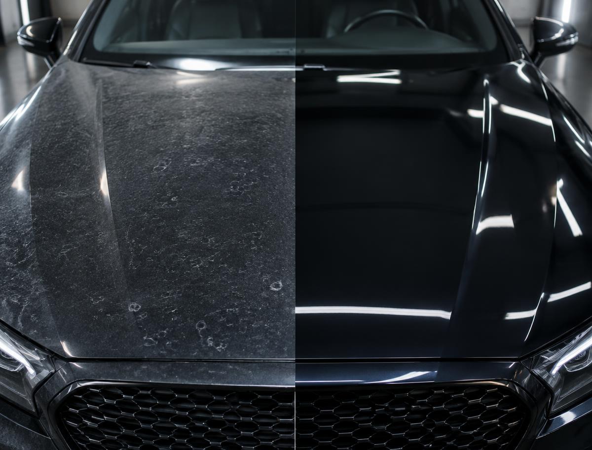 Illustrative sample split image, not an actual customer before and after